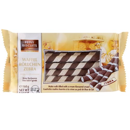 Feiny Biscuits Waffel Rollchen Tubes Zebra 160g