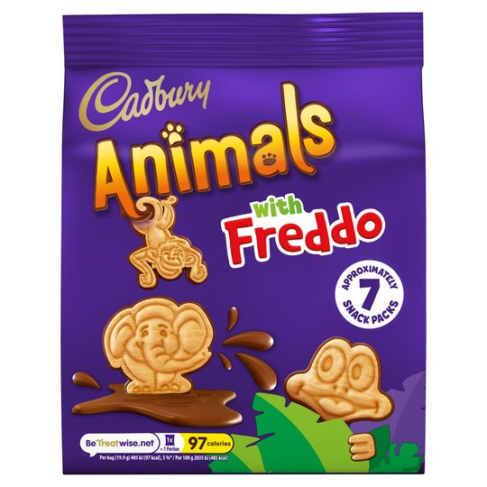 Cadbury Animals Biscuits 7 Bags 139g