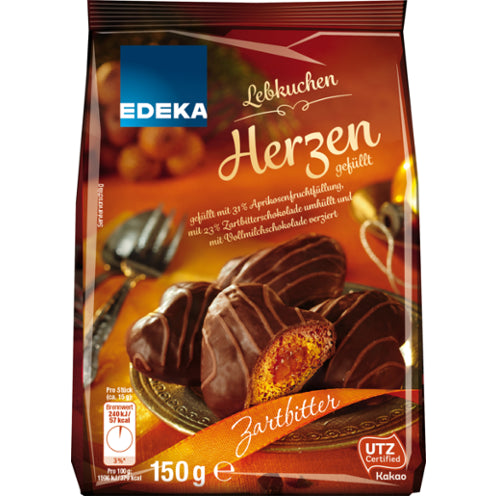 Edeka Lebkuchen Herzen Gefullt Zartbitter 150g