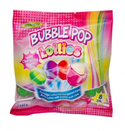 Woogie Bubblepop Lollies 8pcs 144g