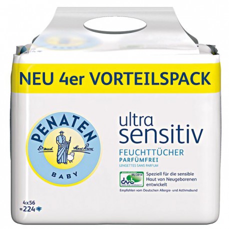 Penaten Ultra Sensitive Wipes 4x56 = 224pcs