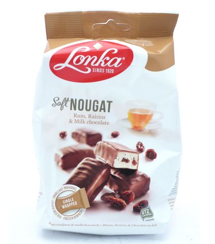 Lonka Soft Nougat Rum Raisins Milk Chocolate 132g