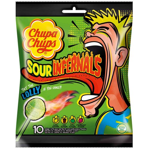 Chupa Chups Sour Infernals Lolly Lollipops 114g