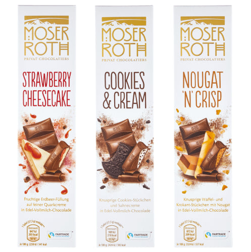 Moser Roth Cookies / Nougat / Cheesecake chocolate 75g