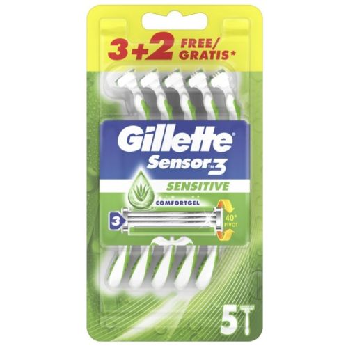 Gillette Sensor 3 Sensitive Razors 3 + 2 pcs