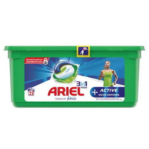 Ariel 3in1 Pods Active Odor Defense Caps 22p 596g