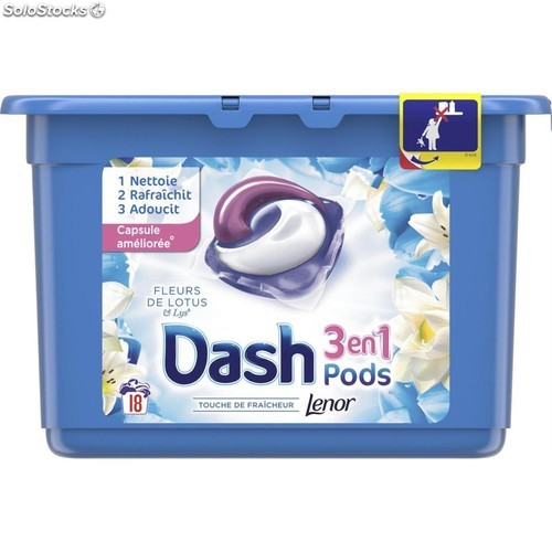 Dash 3en1 Pods Fleurs de Lotus & Lys 18p 475g