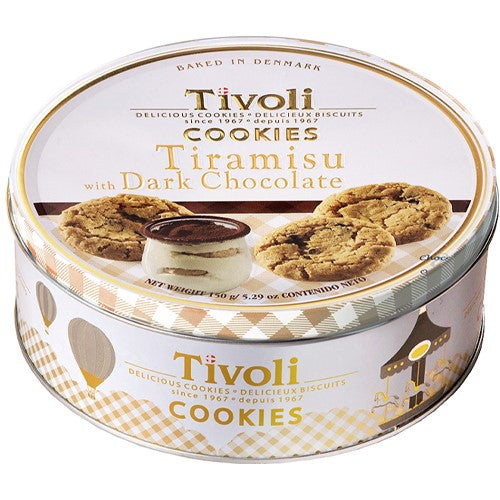 Tivoli Tiramisu Dark Chocolate Biscuits. Can 150g