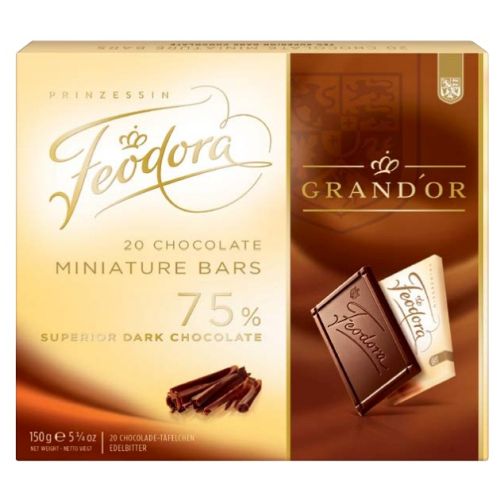 Feodora 20 Miniature Bars 75% Dark Chocolates 150g