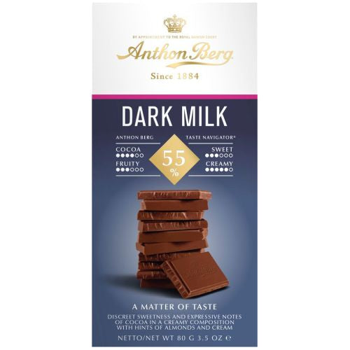 Anthon Berg Dark Milk 55% Cocoa Chocolate 80g