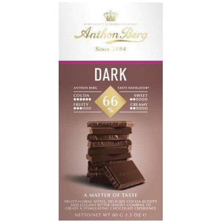 Anthon Berg Dark 66% Cocoa Chocolate 80g