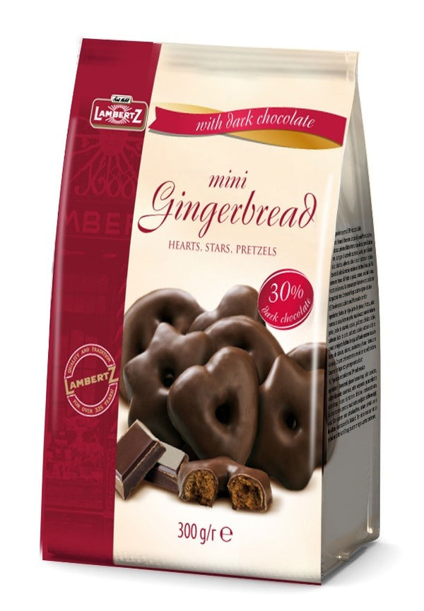 Lambertz Mini Gingerbread Hearts Pretzels Dark 300g