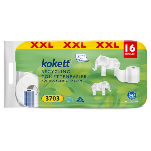 Kokett Recycling Toilet Paper 3lag 16pcs