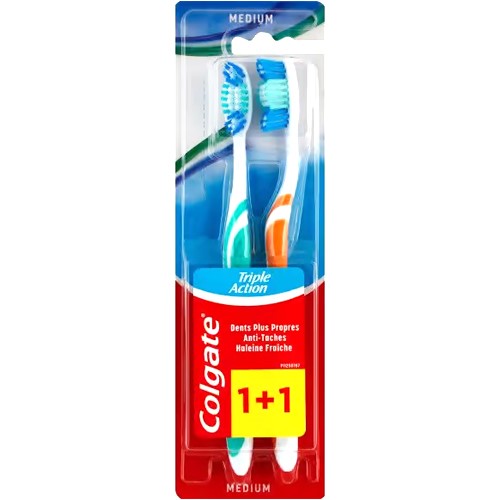 Colgate Triple Action Medium Brush 2 pcs