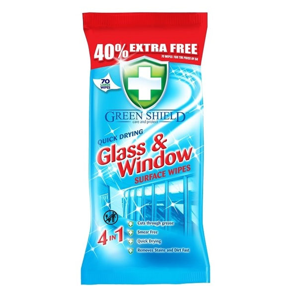 Green Shield Glass & Window Wipes 50 / 70pcs